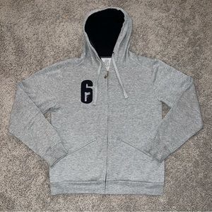 Ubisoft Rainbow Six 6 Siege Hoodie Jacket Heather Gray Full Zip Size Medium Y2K